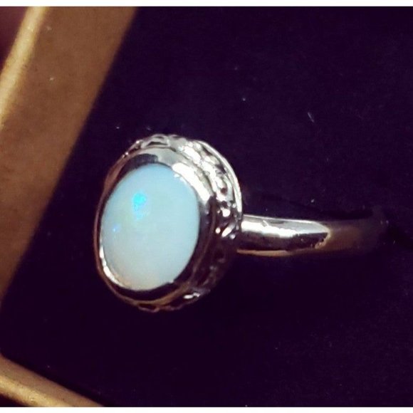 Sterling silver and Australian Opal crystal ring handmade floral design - Picture 4 of 12